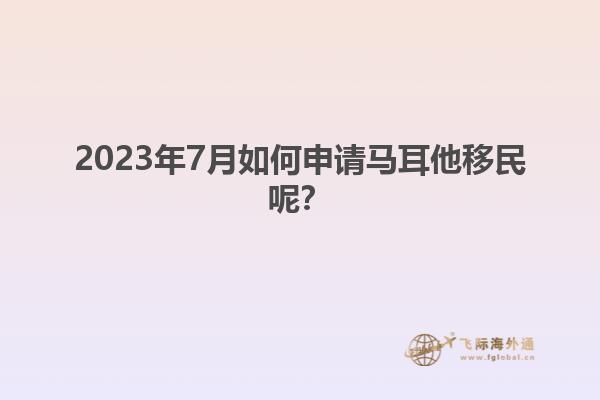 2023年7月如何申请马耳他移民呢？