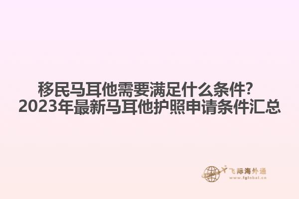 移民马耳他需要满足什么条件？2023年最新马耳他护照申请条件汇总