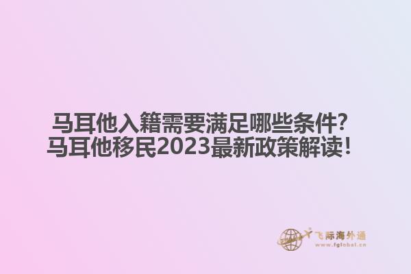 马耳他入籍需要满足哪些条件？马耳他移民2023最新政策解读！