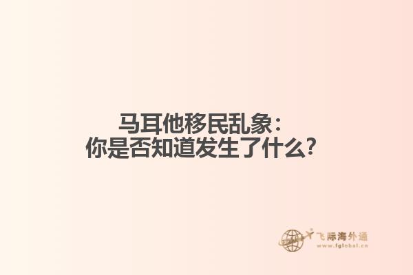 马耳他移民乱象：你是否知道发生了什么？