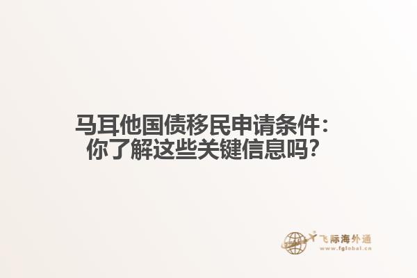 马耳他国债移民申请条件：你了解这些关键信息吗？