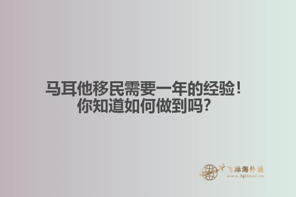 马耳他移民需要一年的经验！你知道如何做到吗？