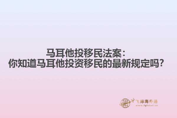 马耳他投移民法案：你知道马耳他投资移民的最新规定吗？