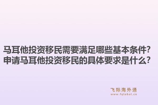 马耳他投资移民需要满足哪些基本条件？申请马耳他投资移民的具体要求是什么？1.jpg
