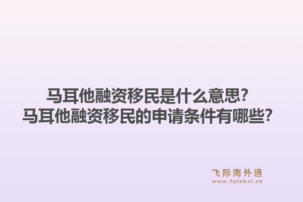 马耳他融资移民是什么意思？马耳他融资移民的申请条件有哪些？1.jpg