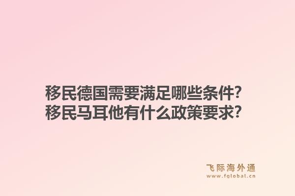 移民德国需要满足哪些条件？移民马耳他有什么政策要求？