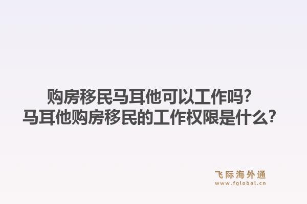 购房移民马耳他可以工作吗？马耳他购房移民的工作权限是什么？