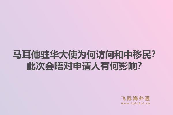 马耳他驻华大使为何访问和中移民？此次会晤对申请人有何影响？