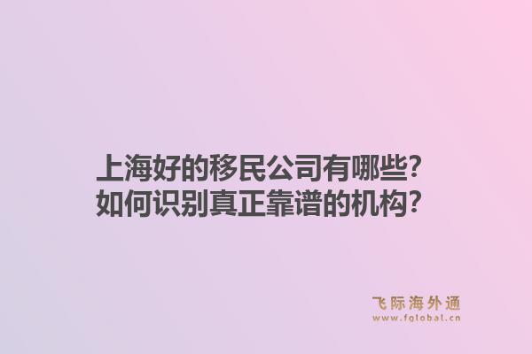 上海好的移民公司有哪些？如何识别真正靠谱的机构？
