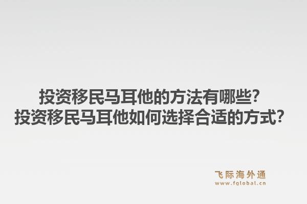 投资移民马耳他的方法有哪些？投资移民马耳他如何选择合适的方式？