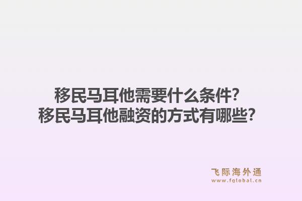 移民马耳他需要什么条件?移民马耳他融资的方式有哪些?1.jpg