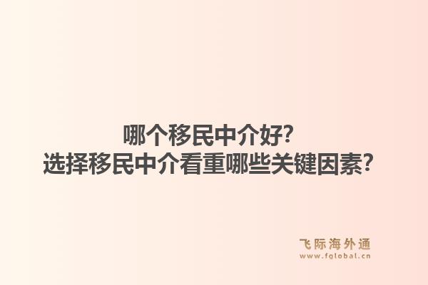 哪个移民中介好？选择移民中介看重哪些关键因素？