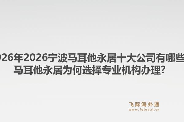 2026年2026宁波马耳他永居十大公司有哪些？马耳他永居为何选择专业机构办理？