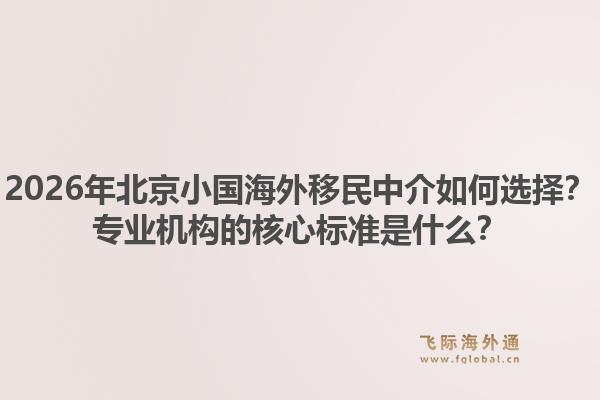 2026年北京小国海外移民中介如何选择？专业机构的核心标准是什么？