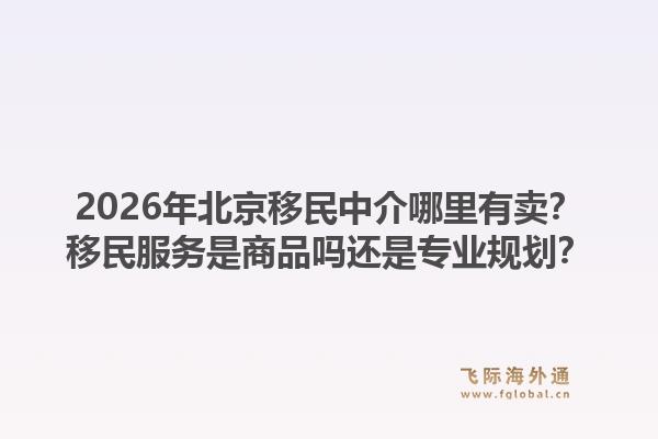 2026年北京移民中介哪里有卖？移民服务是商品吗还是专业规划？
