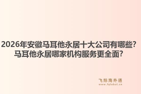 2026年安徽马耳他永居十大公司有哪些？马耳他永居哪家机构服务更全面？