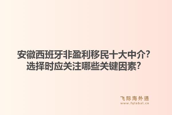 安徽西班牙非盈利移民十大中介？选择时应关注哪些关键因素？