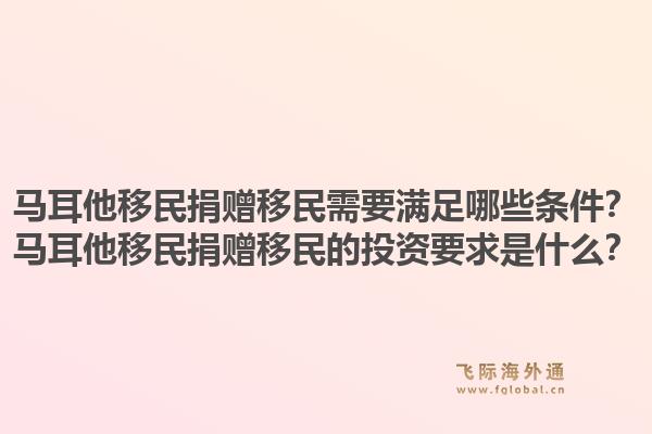 马耳他移民捐赠移民需要满足哪些条件？马耳他移民捐赠移民的投资要求是什么？1.jpg