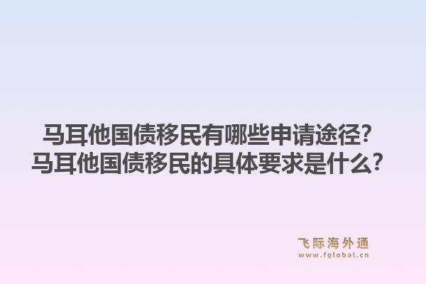 马耳他国债移民有哪些申请途径？马耳他国债移民的具体要求是什么？1.jpg